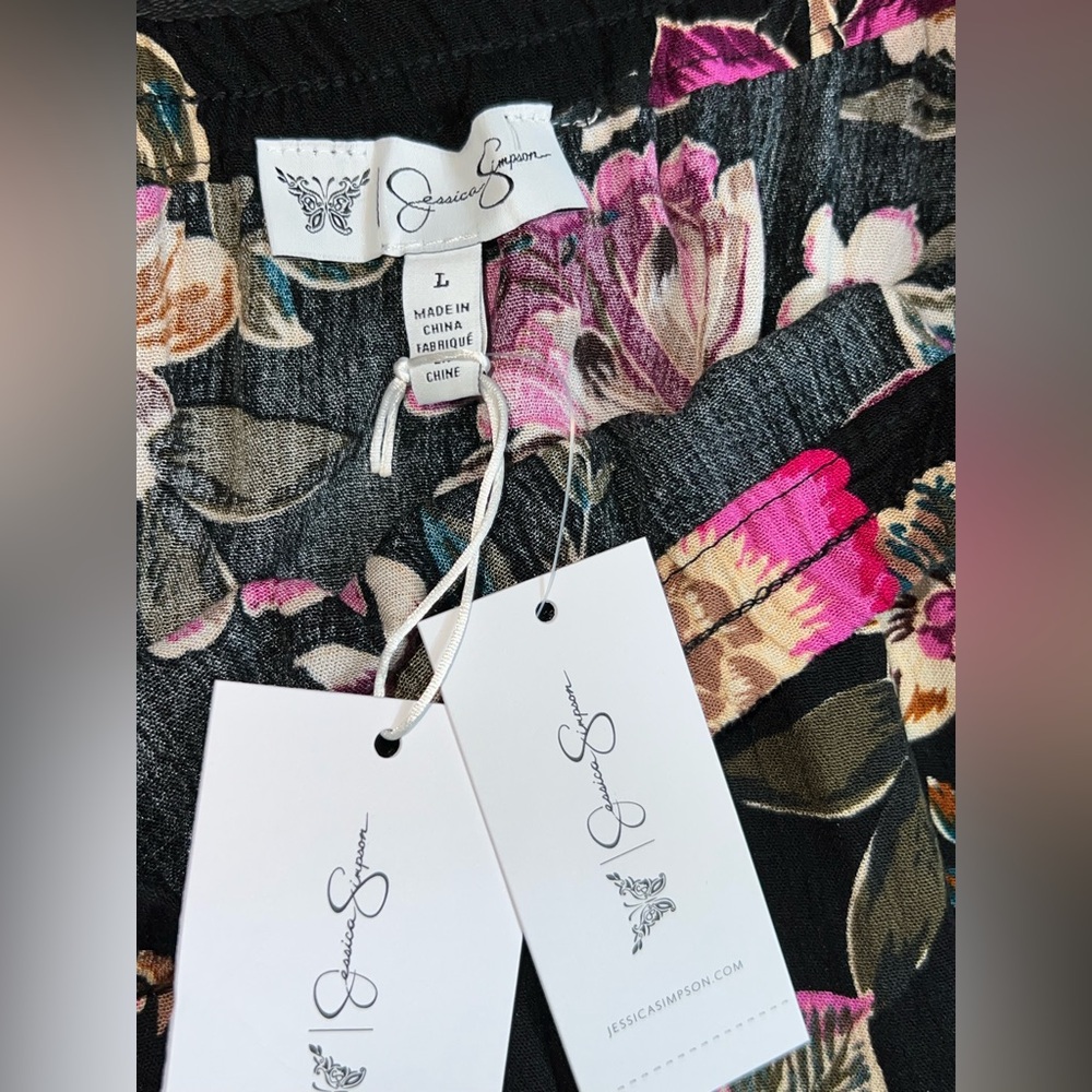 Jessica Simpson Black Floral Asymmetrical Handkerchief Hem Skirt - Pink Floral - Picture 5 of 8